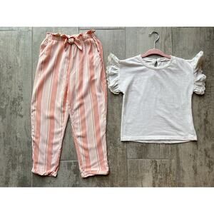 JESSICA SIMPSON Toddler Girls 2 Piece Outfit Set Boho Designer Pants & Shirt 4T